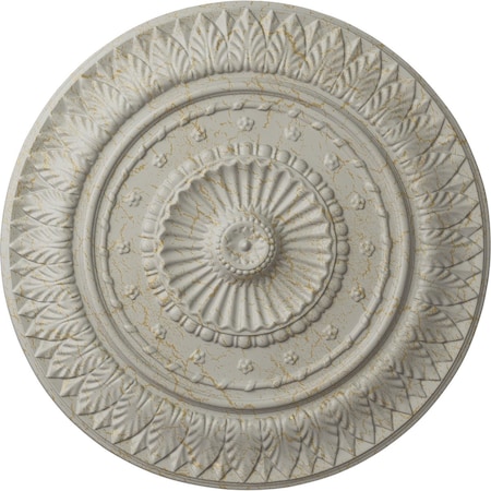 Ekena Millwork Christopher Ceiling Medallion, Hand-Painted Pot of Cream Crackle, 26 5/8"OD x 2 1/4"P CM26CSPCC
